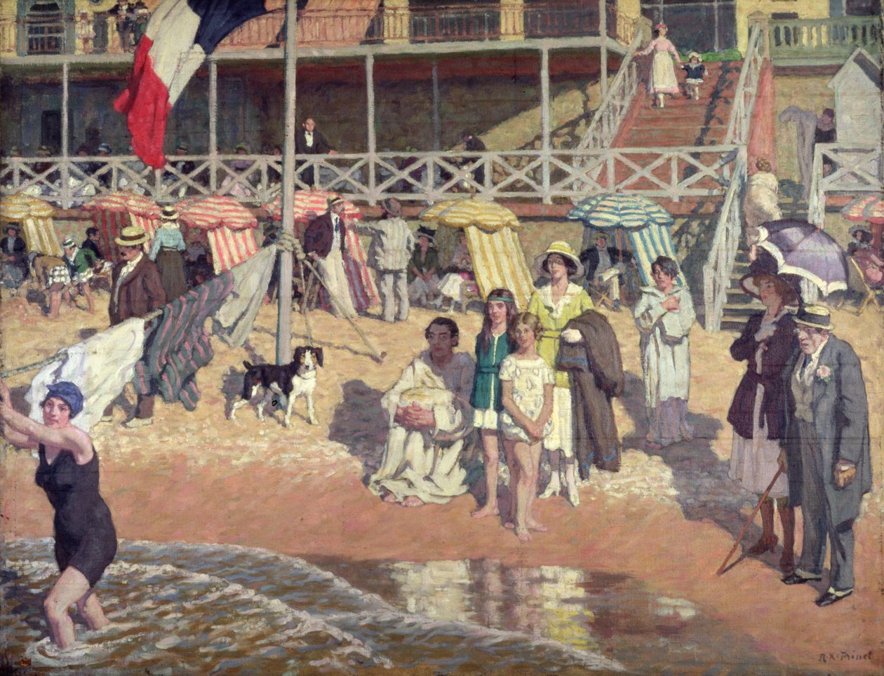Grand Hotel'in Önünde Yıkananlar, Cabourg, 1920 dolayları (panel üzerine yağlıboya) by René François Xavier Prinet