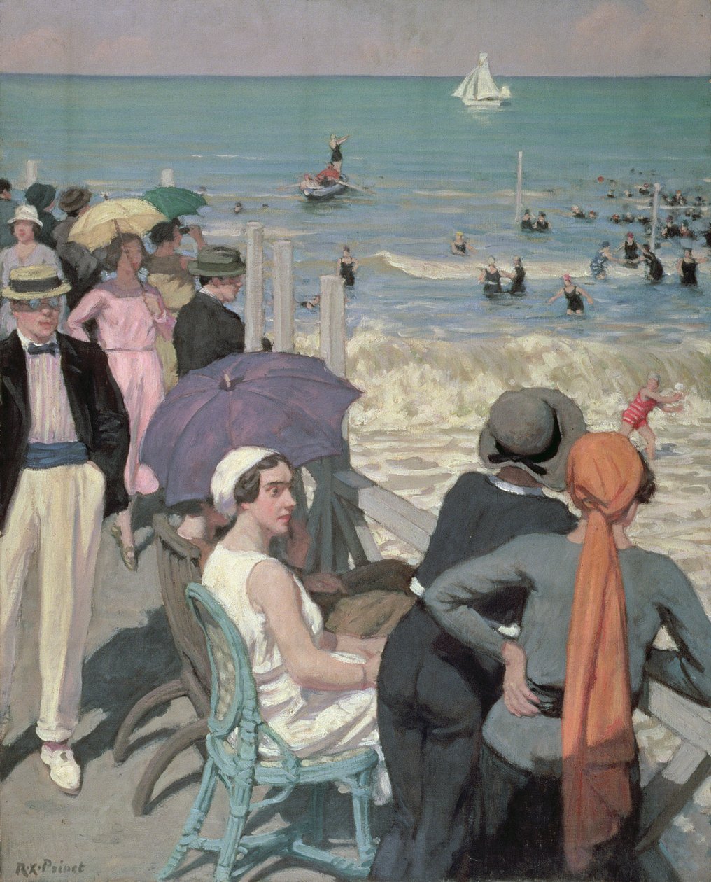Cabourg'da Banyo Zamanı (tuval üzerine yağlıboya) by René François Xavier Prinet