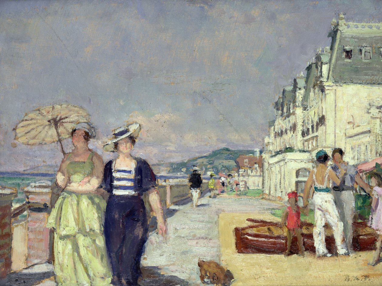 Cabourg sahilinde zarif kadınlar, 1929 dolayları (tuval üzerine yağlı boya) by René François Xavier Prinet