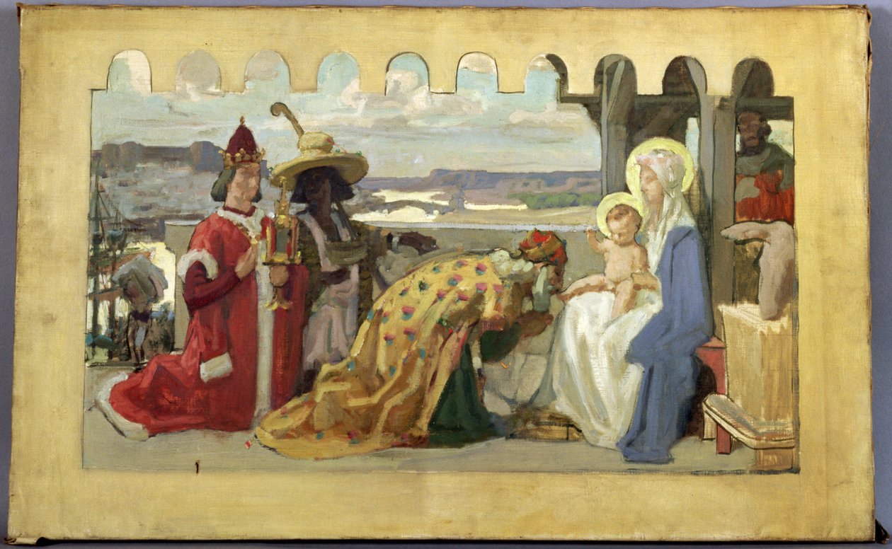 Magi'nin Tapınması, Besancon yakınlarındaki Saint-Ferjeux Kilisesi için hazırlık çalışması by René François Xavier Prinet