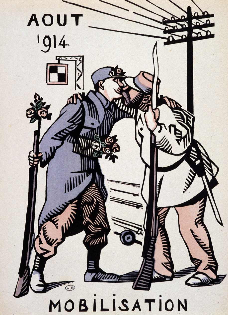 Ağustos 1914, Seferberlik - çizimi Herman Paul, "" Calendar of War"" ed. 1916 by Rene George Hermann Paul