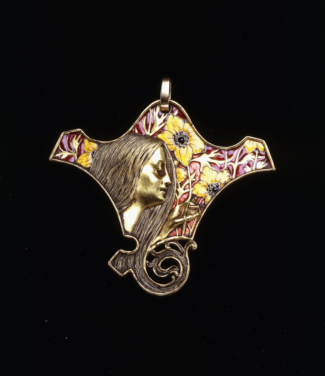 Genç bir kızı betimleyen bir kolye by Rene Jules Lalique