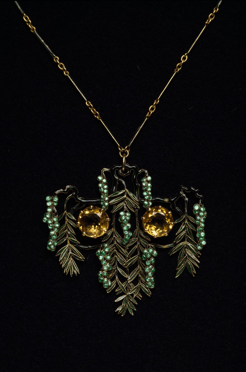 Art Nouveau: altın, topaz ve emaye kolye. Atelier rene Lalique. 1900 Parma, özel koleksiyon by Rene Jules Lalique