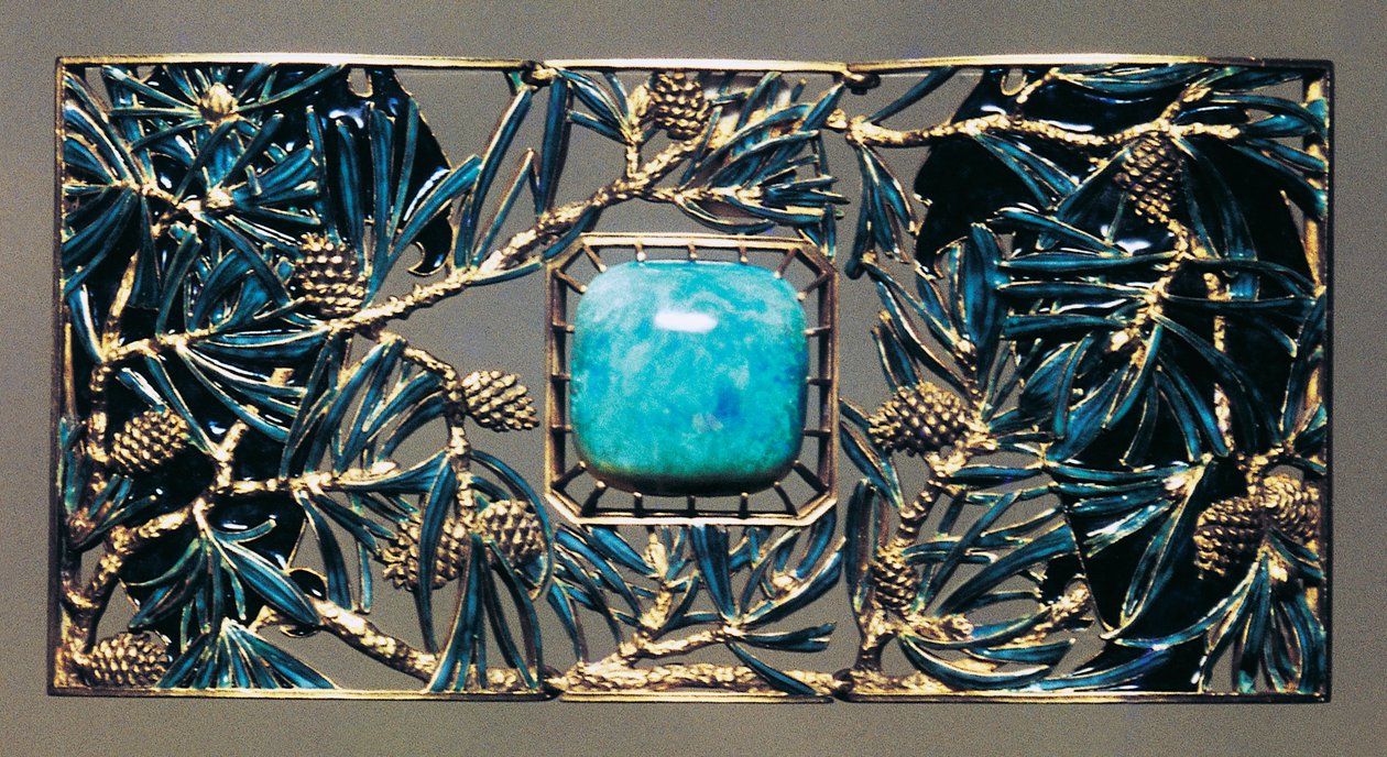 Çamlar arasında kartal, altın, opal ve mineli kolye ucu by Rene Jules Lalique
