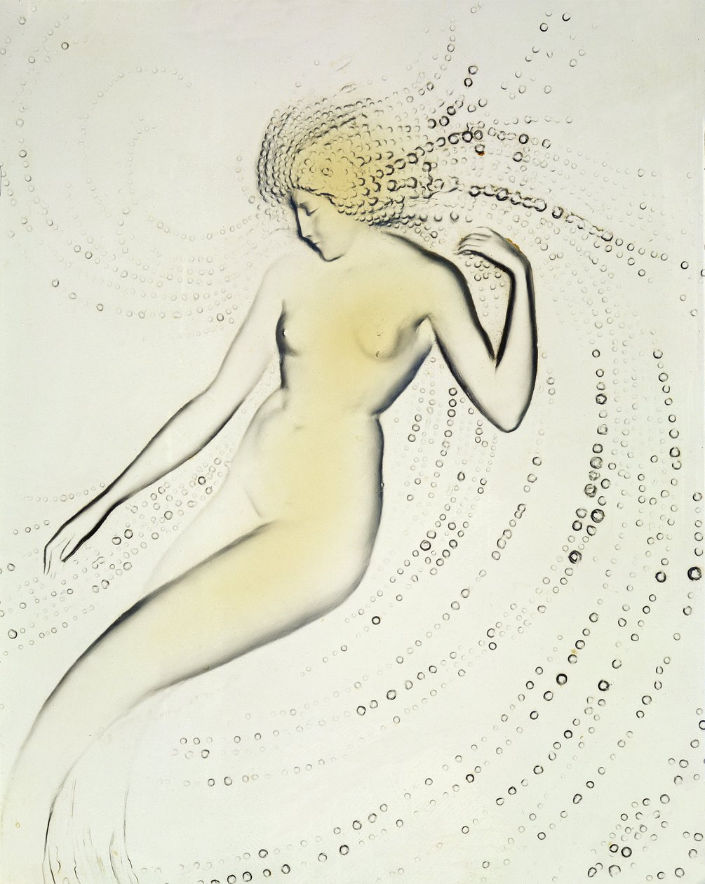 Trepied Sirene, Lalique tarafından bir su perisinin detayını gösteren yanardöner çanak by Rene Jules Lalique