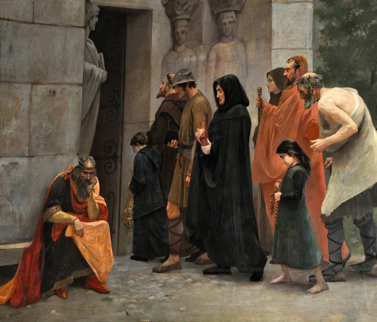 Toulouse Kontu Raymond VI afaroz edilirken (detay) (tuval üzerine yağlıboya) by Rene Ravaut