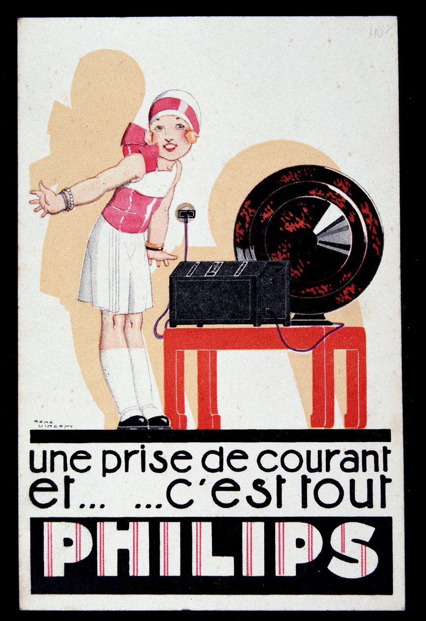 Philips radyo seti için reklam, v.1930 by Rene Vincent