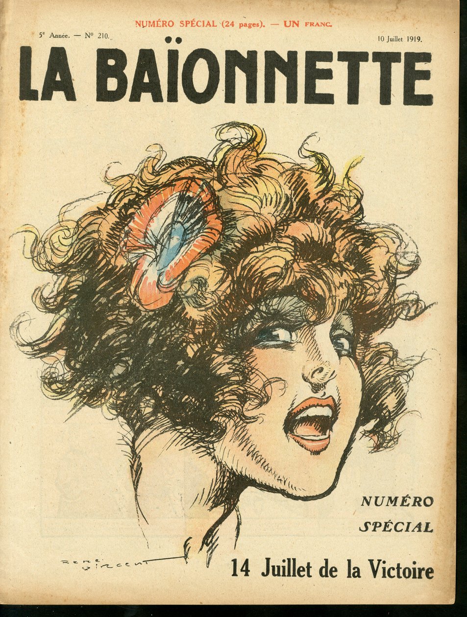 “La Baionnette” Kapağı, 210 Numara, Renklerle Hiciv by Rene Vincent