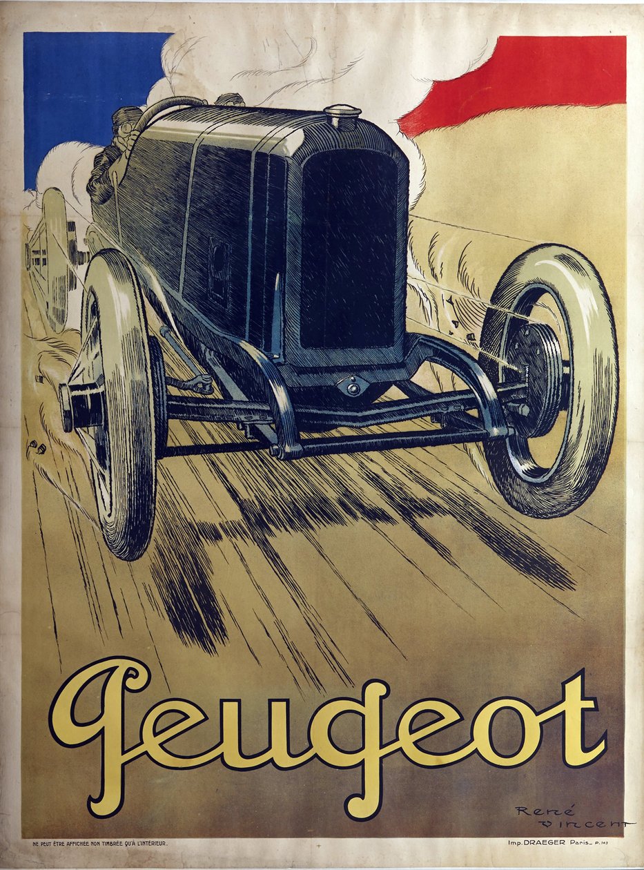Peugeot - Vincent, Rene (1879-1936) - 1912 - Renkli litografi - 160x120 - Özel Koleksiyon by Rene Vincent