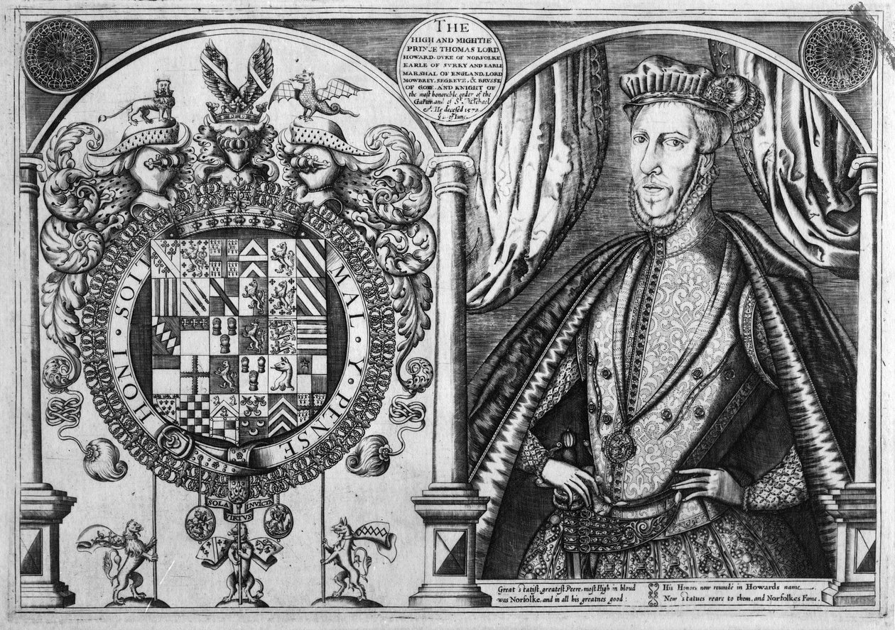 Thomas Howard, 4 Norfolk Dükü ve arması, 1616 by Renold Elstrack