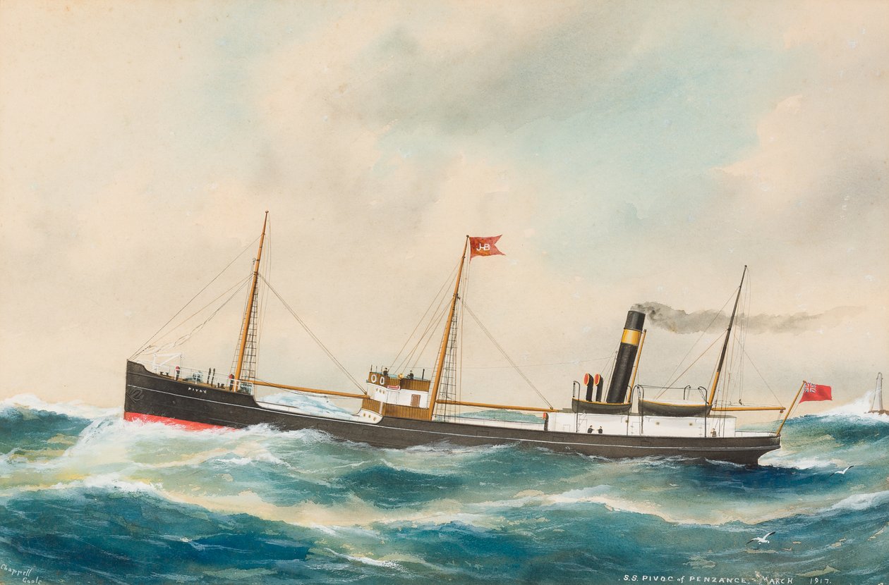 SS Pivoc, 1917 (kağıt üzerinde wc) by Reuben Chappell