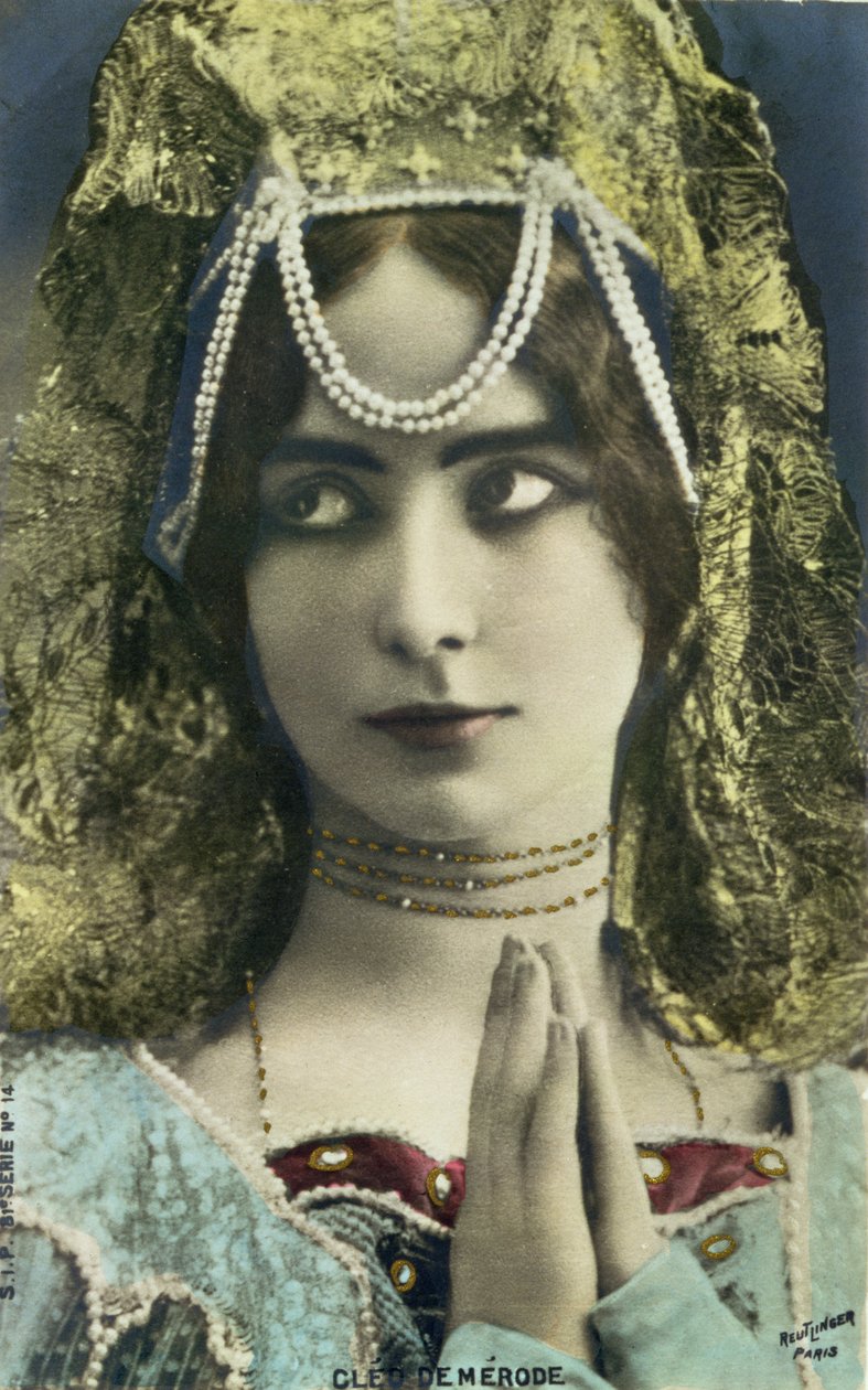 Dansçı Cleo de Merode'u (1875-1966) gösteren kartpostal (renkli fotoğraf) by Reutlinger Studio