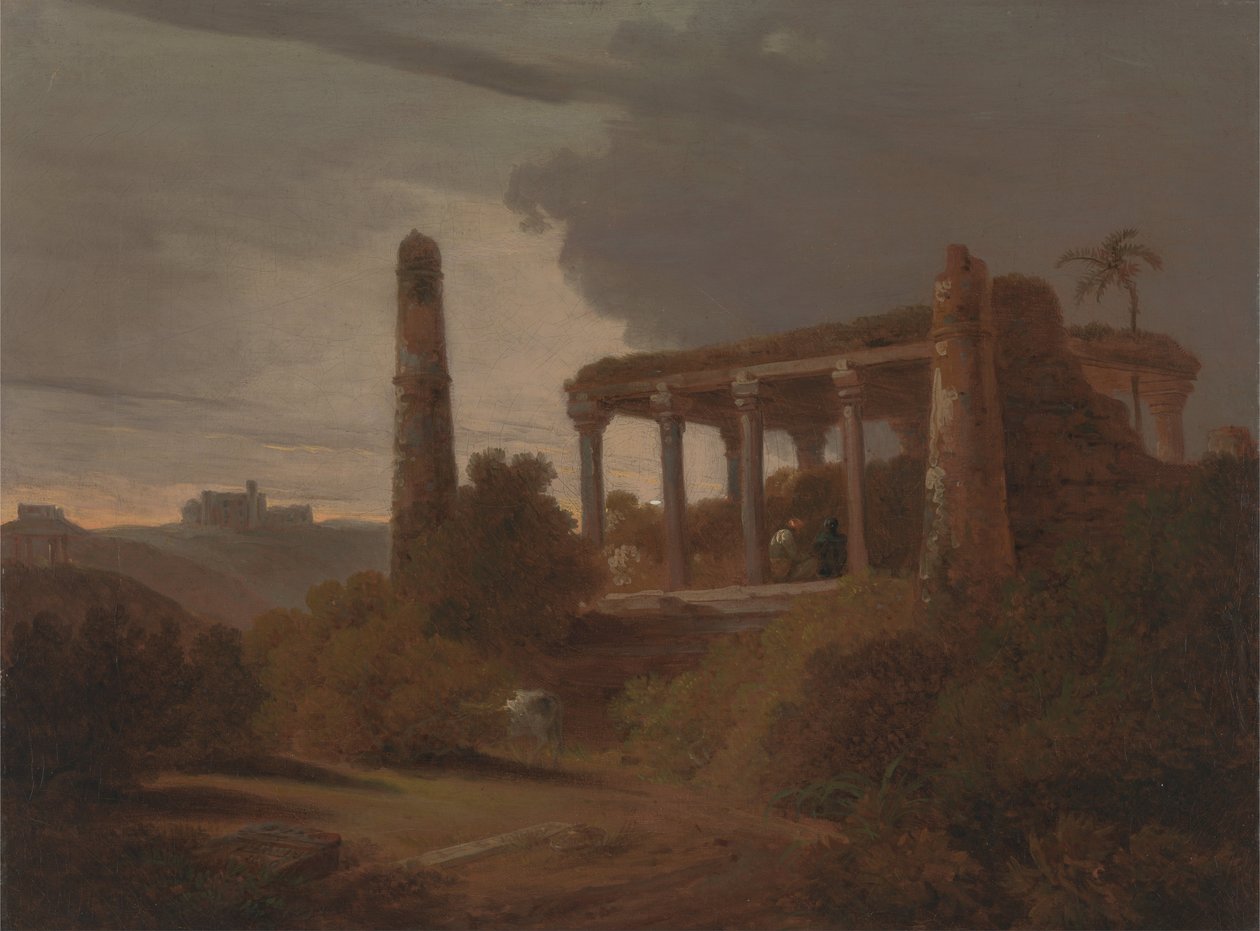 Tapınak Harabeleri ile Hint Manzarası by Rev. Edward Thomas Daniell