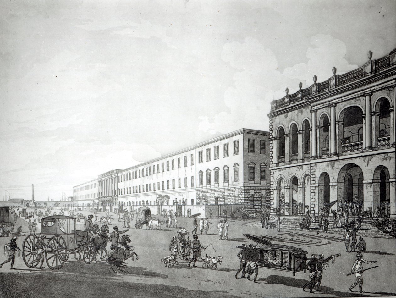 Belediye Başkanı Mahkemesi ve Yazarlar Binası, Kalküta, 1786 (aquatint) by Rev. Edward Thomas Daniell