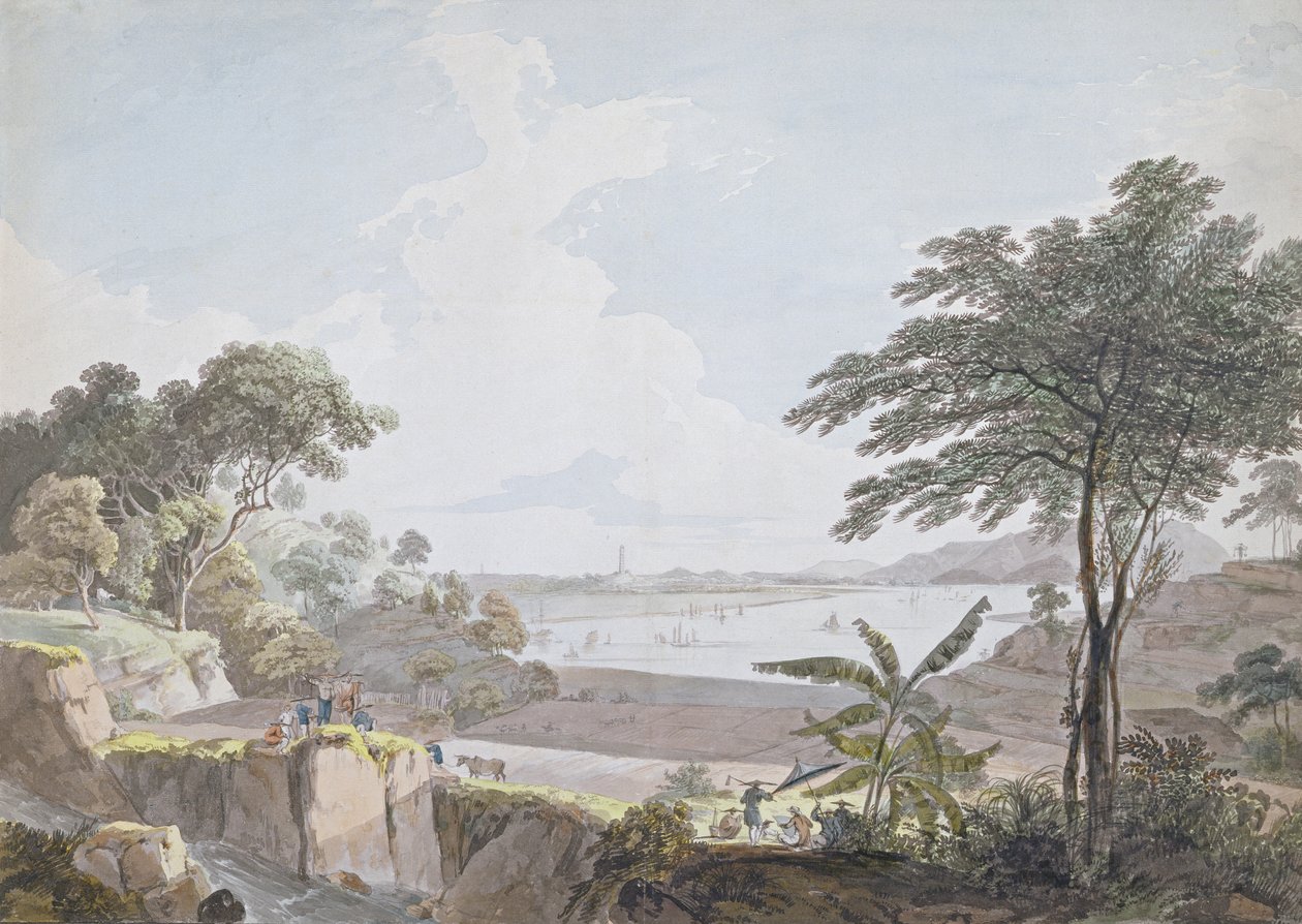 View of the Canton River, near Whampoa, China, c.1785-94 (wc und graphite on laid paper) by Rev. Edward Thomas Daniell