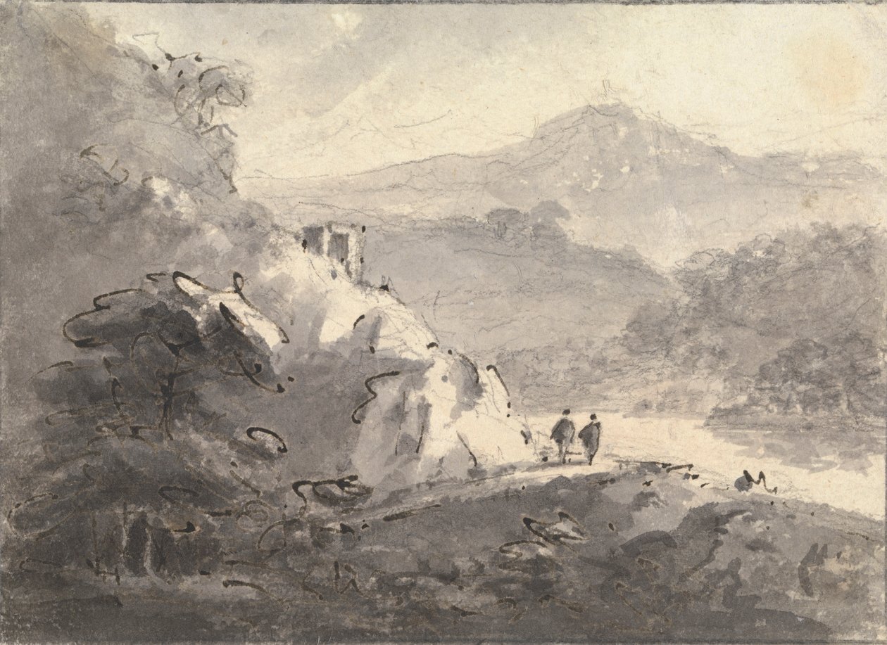 Yolda İki Figürlü Manzara by Rev. William Gilpin