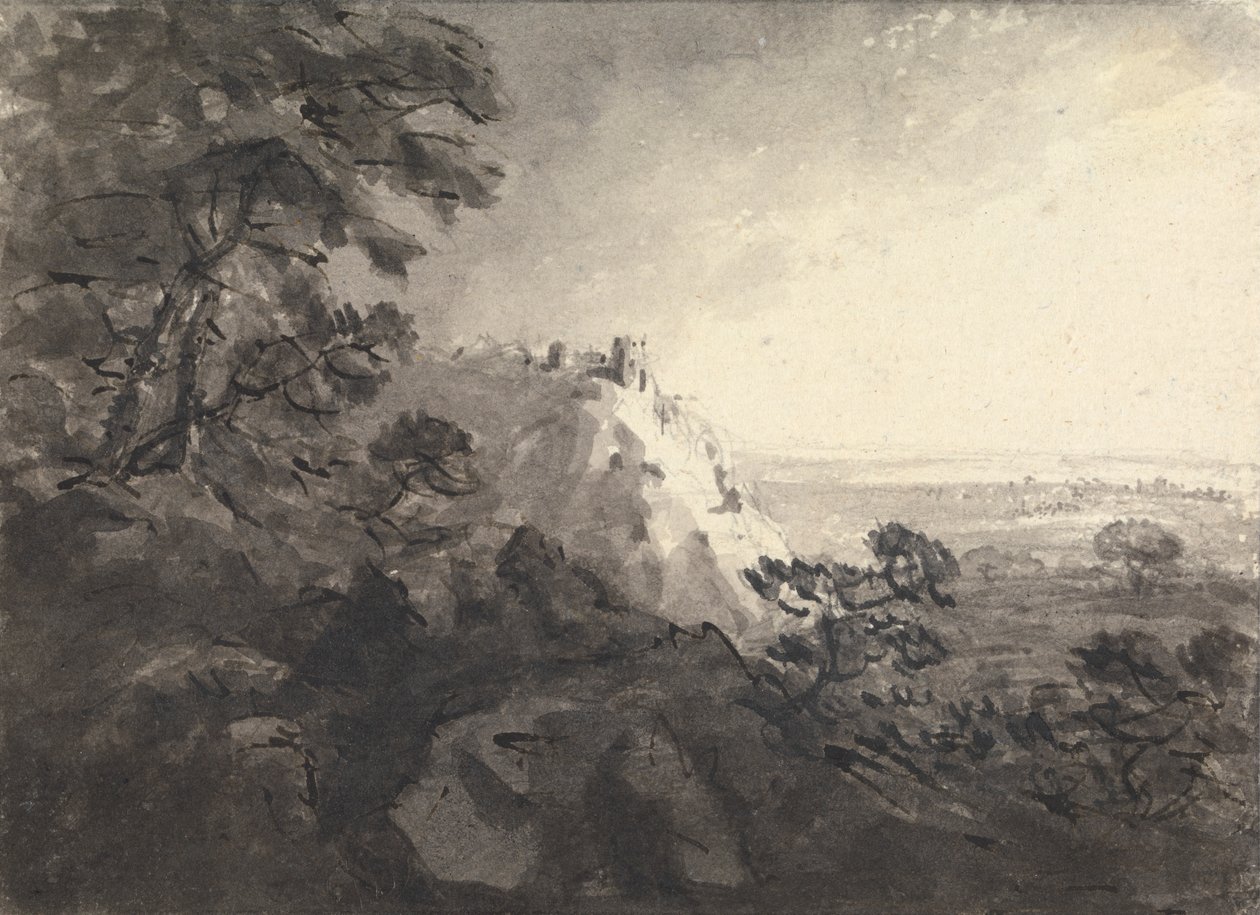 Merkez Mesafede Bir Tepe Üzerinde Kale Olan Manzara by Rev. William Gilpin