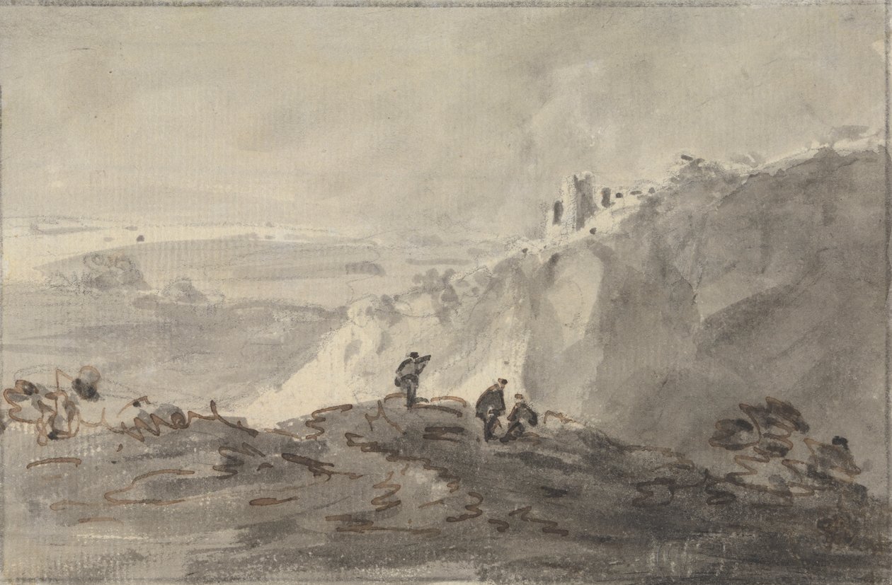 Harabelerle Dağlık Bir Manzarada Üç Figür, ötesinde by Rev. William Gilpin