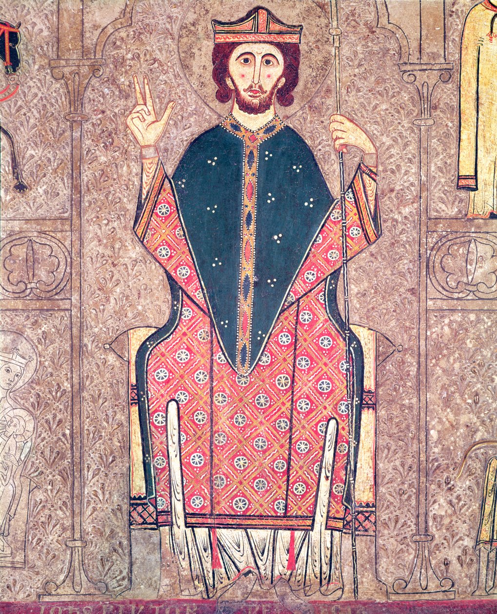 St. Martin of Tours, detail from an altar frontal from the Church of Saint Martin, Chia, 1150-1200 (tempera on panel) (detail of 498163) by Ribagorça Workshop Johannes Pintor