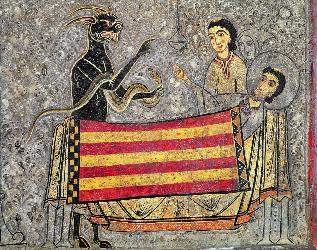 Dauði heilags Marteins frá Tours, smáatriði frá altari framhlið frá Saint Martin kirkjunni í Chia, 1150-1200 (tempera á spjaldi) (smáatriði 498163) by Ribagorça Workshop Johannes Pintor