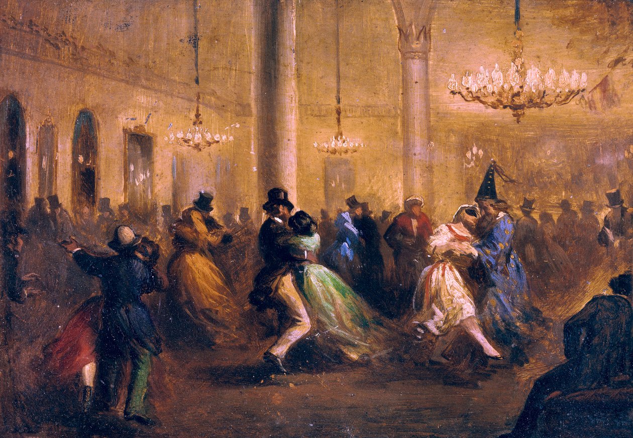 Baile de Capellanes, c. 1860-1865 (teneke üzerine yağ) by Ricardo Balaca y Canseco