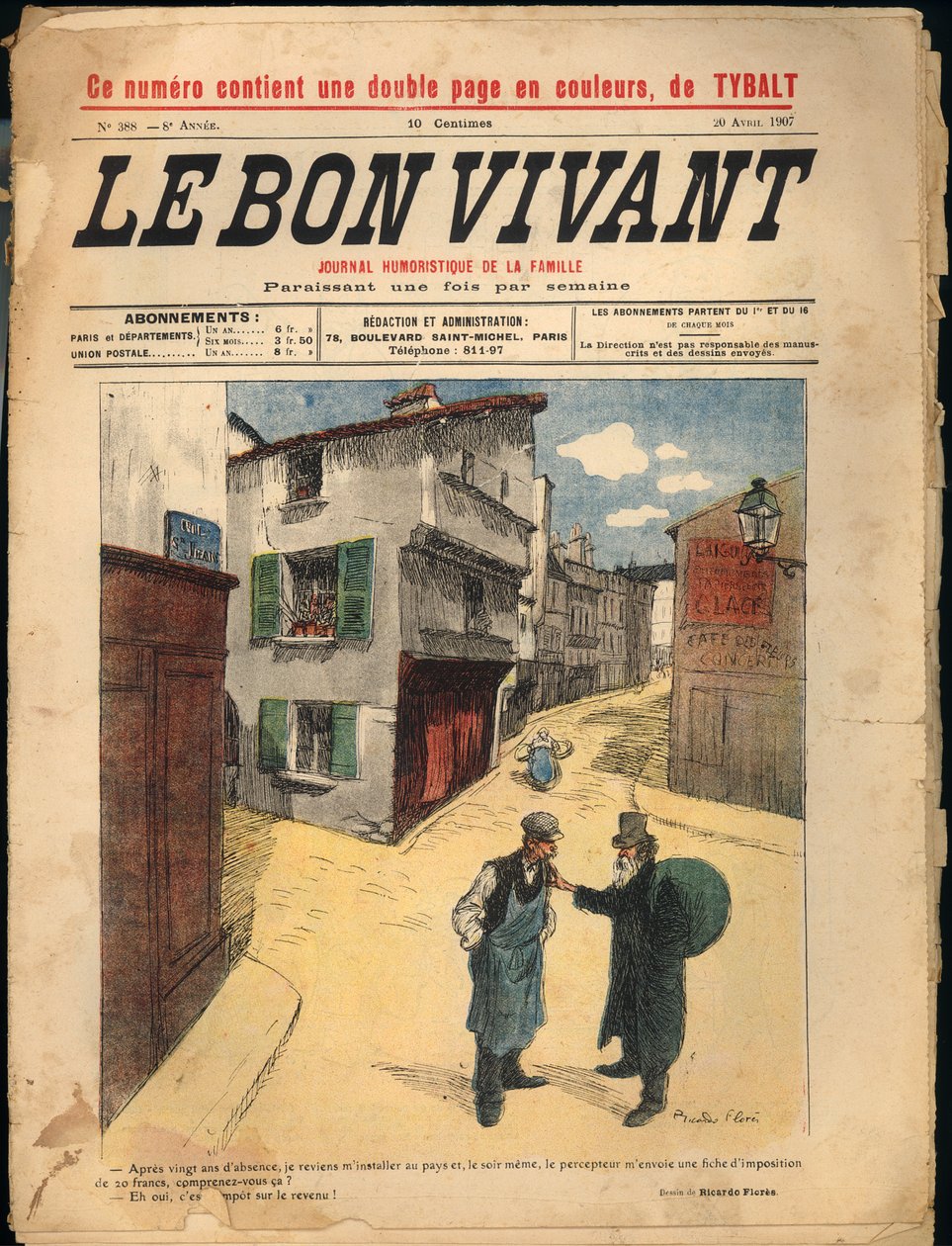 "Le Bon Vivant" dergisinin ön kapağı, N° 388, 20 Nisan 1907 (basılı kağıt) by Ricardo Flores