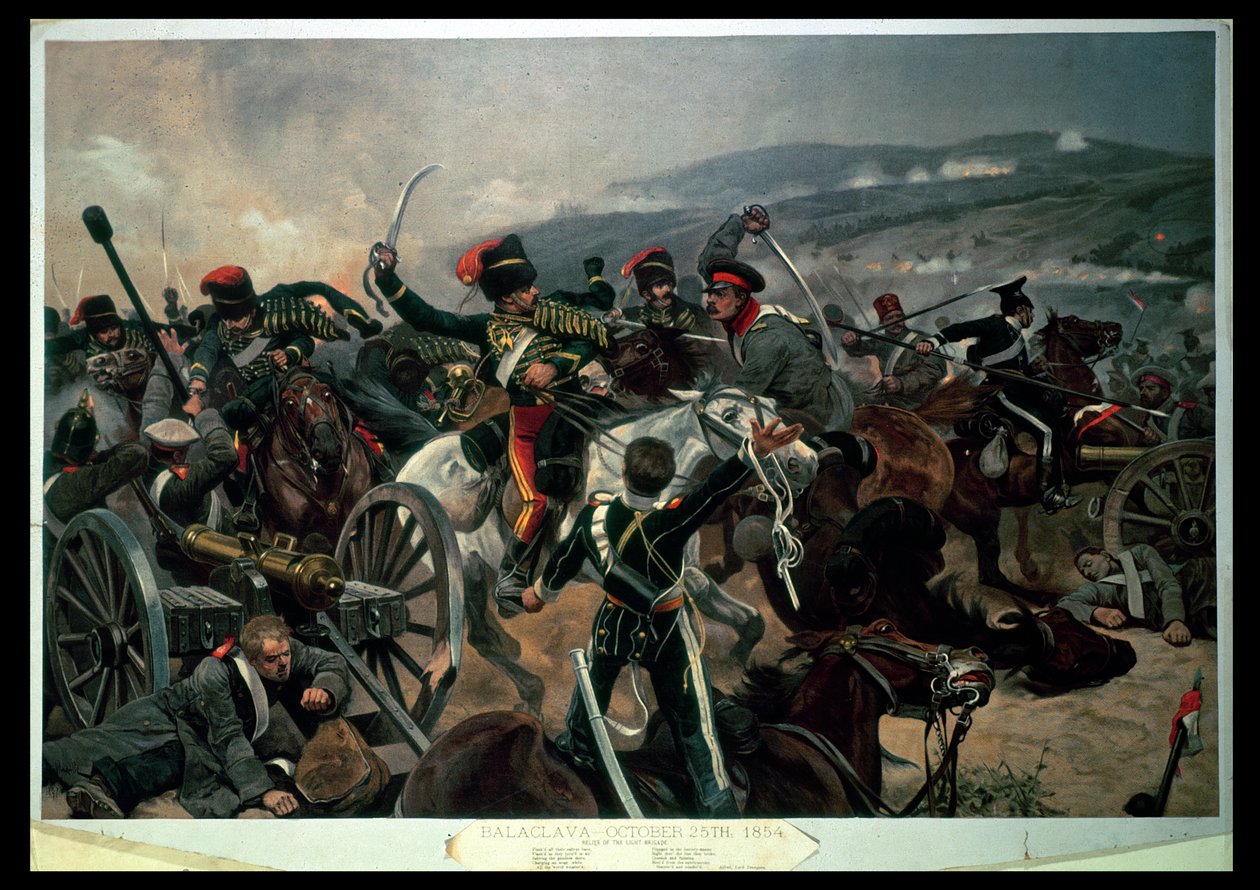 Balaclava Muharebesi, 25 Ekim 1854, Hafif Tugay Rölyefi (renkli baskı) by Richard Caton Woodville junior