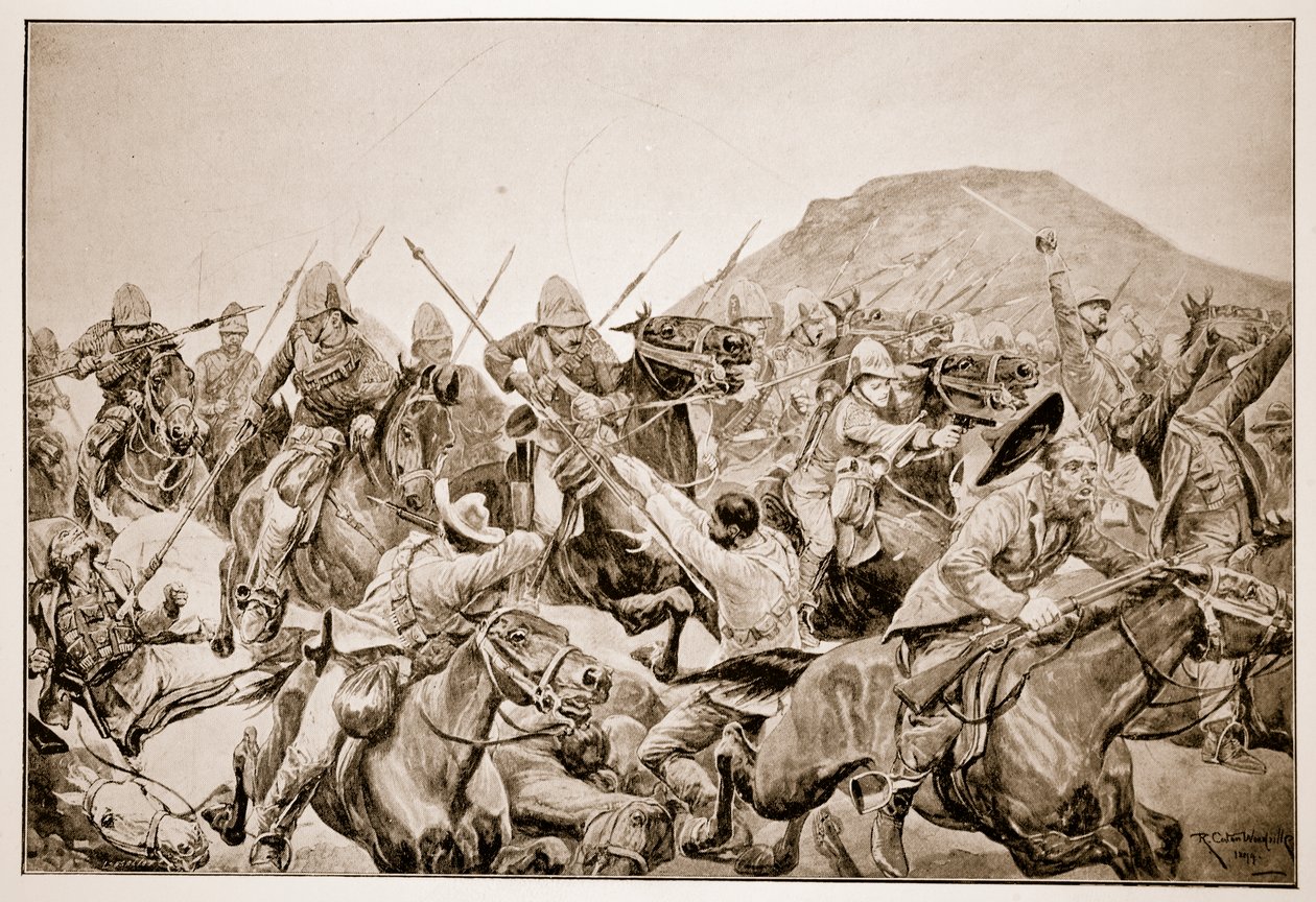 Elandslaagte Savaşı'nda 5. Mızraklıların Hücumu by Richard Caton Woodville junior
