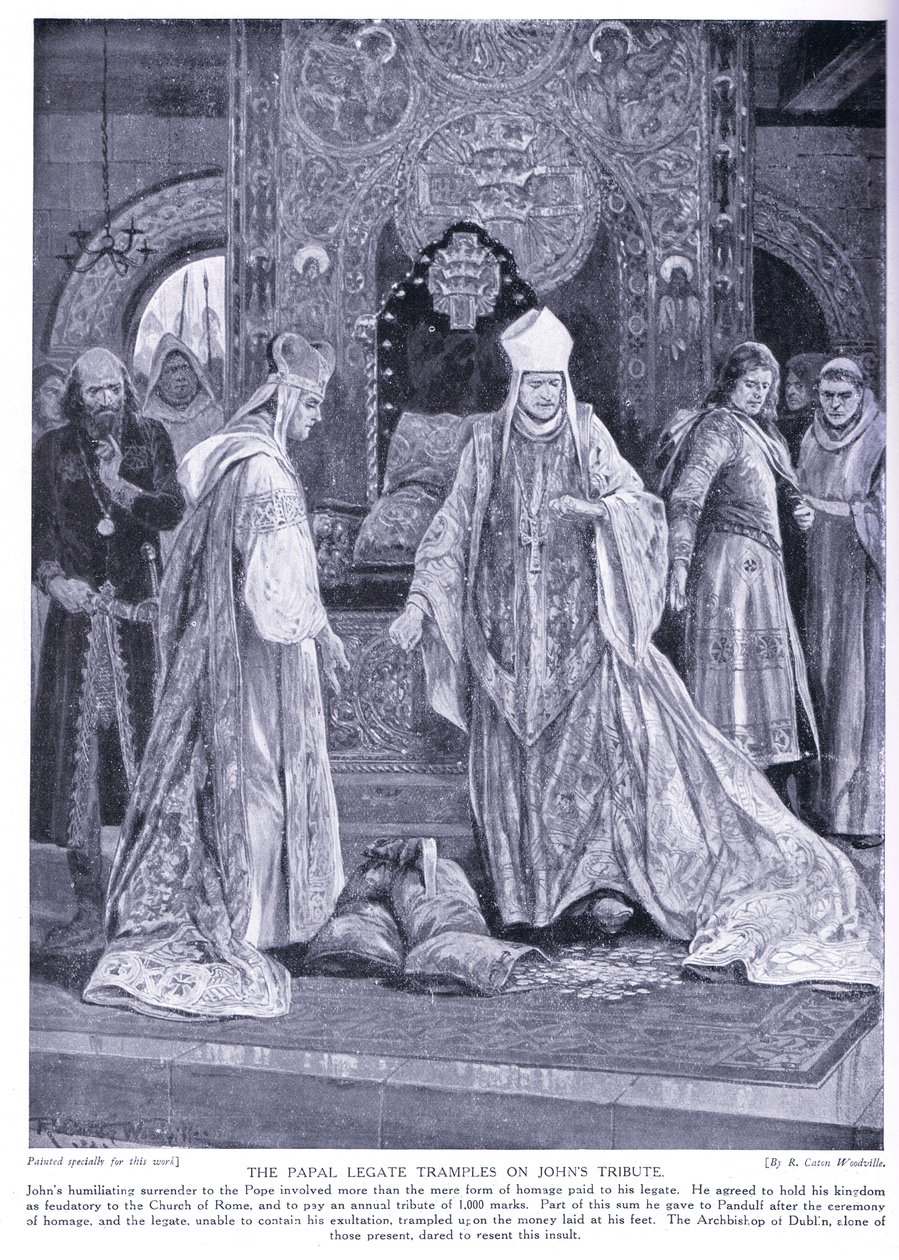 Papalık Elçisi, John'un MS 1213, 1920'ler haraçını çiğniyor by Richard Caton Woodville junior