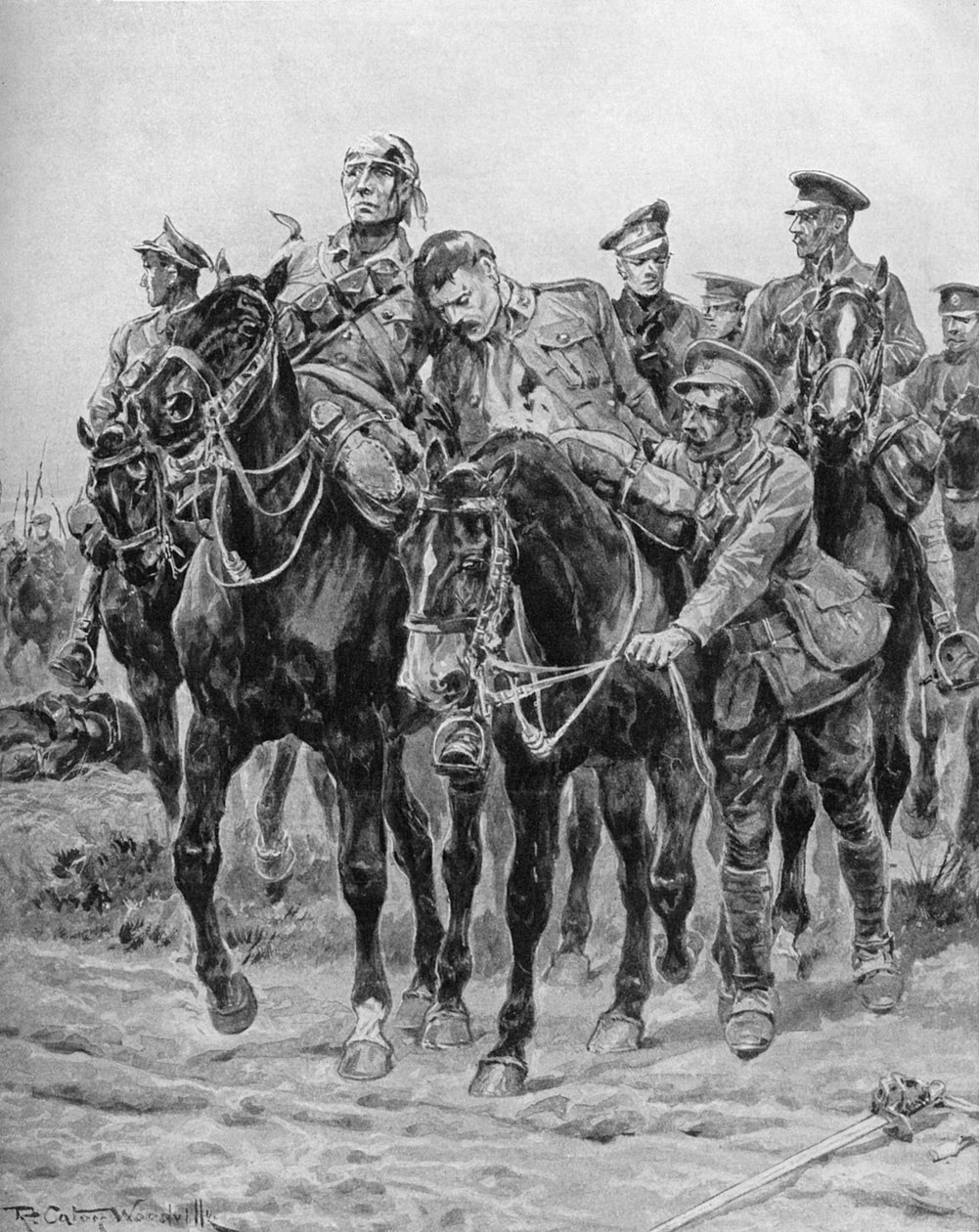 Birinci Dünya Savaşı - At sırtında yaralı İngiliz askerleri by Richard Caton II Woodville