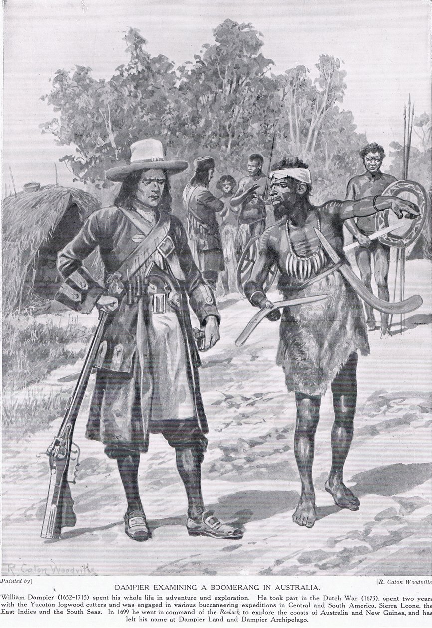 Dampier, Avustralya'da Bir Bumerang'ı İnceliyor, 1910 dolayları by Richard Caton Woodville