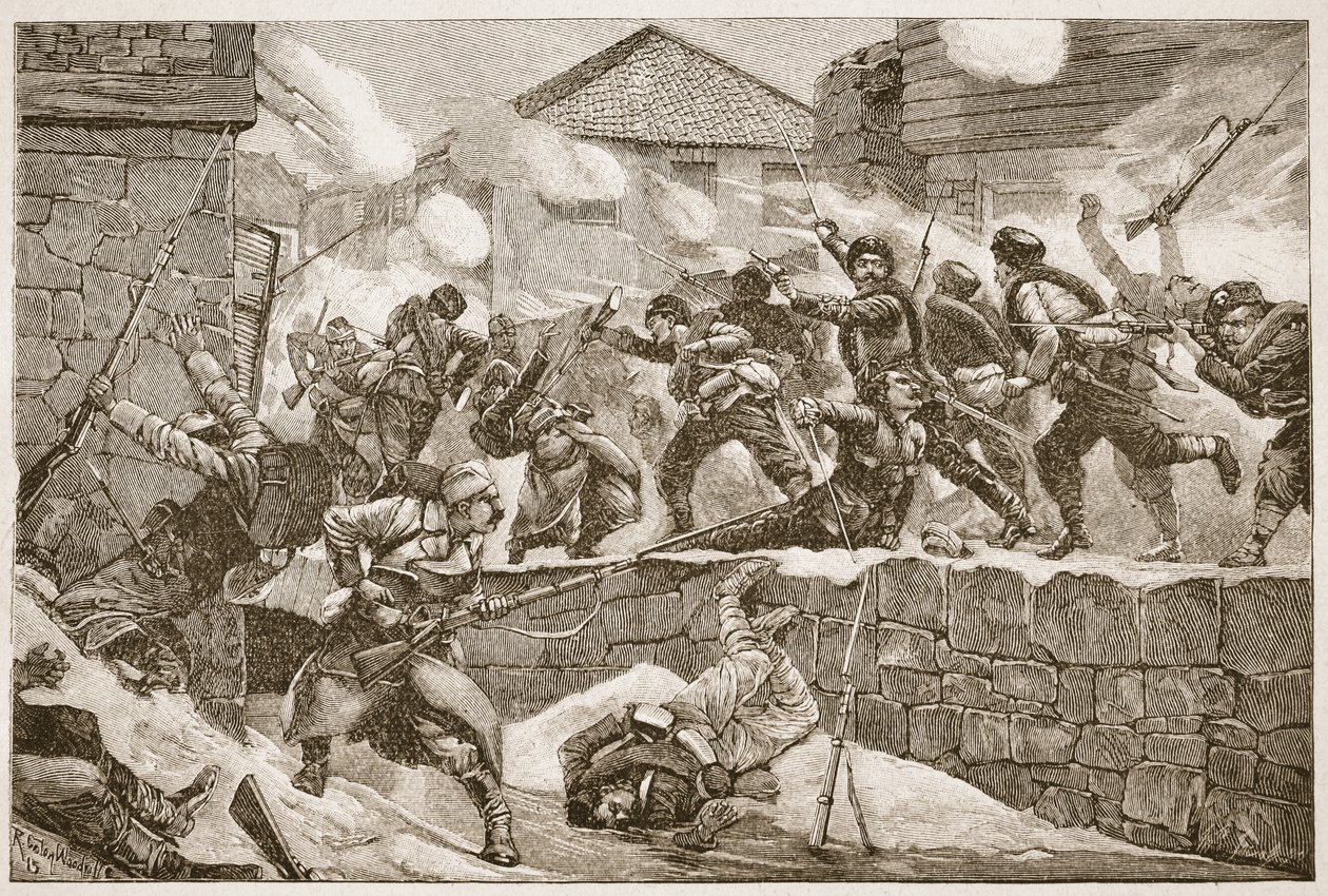 Bulgar sütununun brüt kısmı kasabaya atılgan bir saldırı yaptı, Archibald Forbes, G.A. Henry ve Binbaşı Arthur Griffiths by Richard Caton Woodville