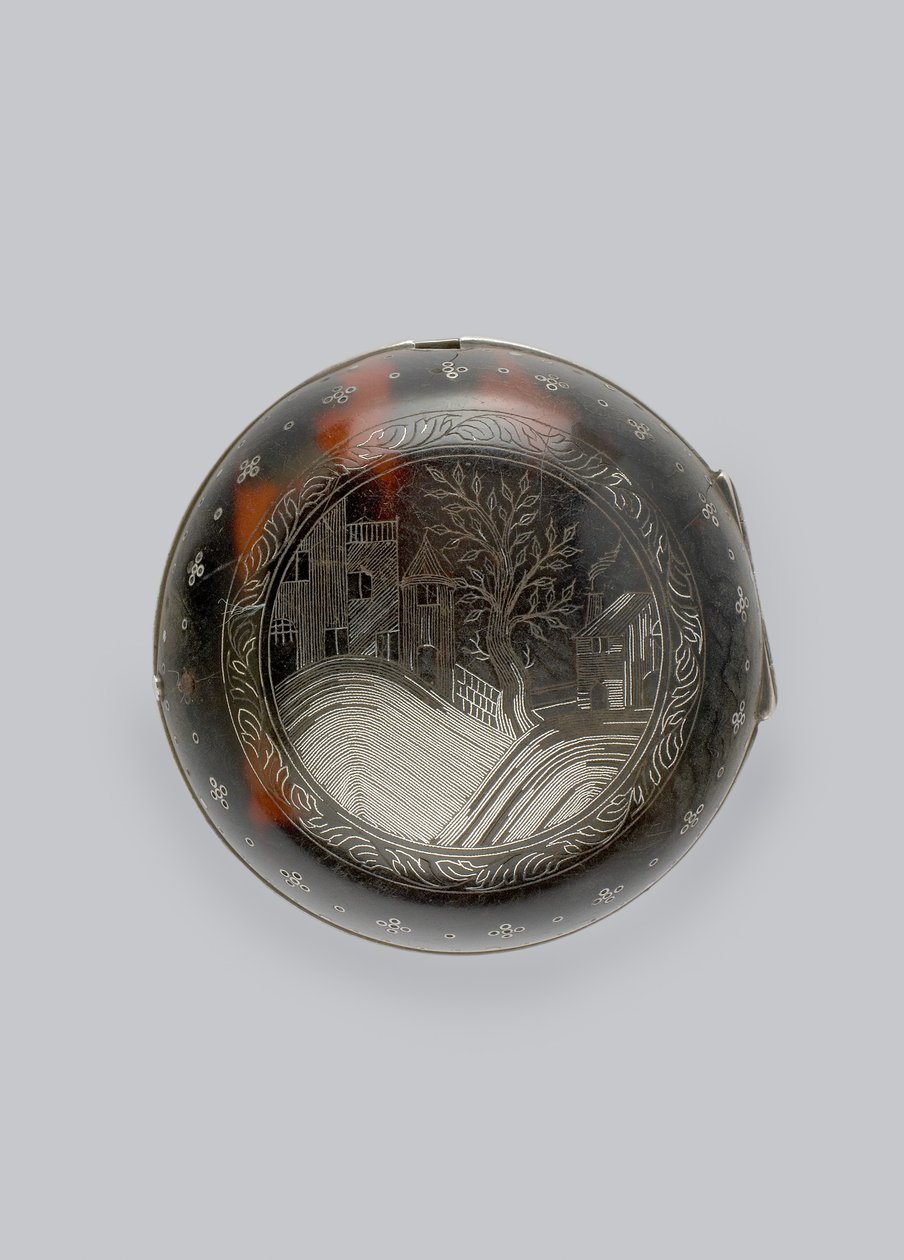Çift kasalı kenar saatin arka yüzü, c.1685 (gümüş ve kaplumbağa kabuğu) by Richard Colston