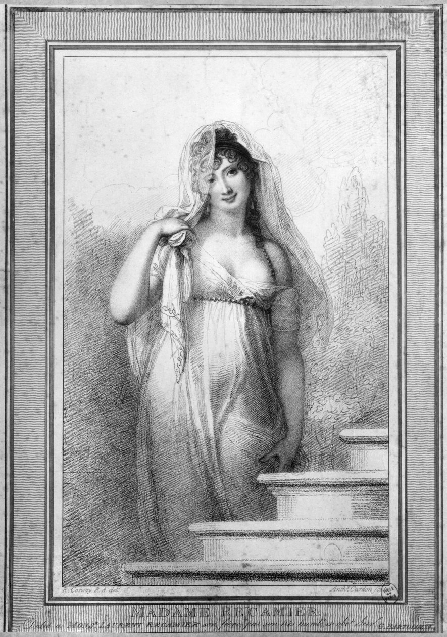 Madame Recamier (1777-1849) engraved by Antoine or Anthony Cardon (1772-1813) 1804   by Richard Cosway