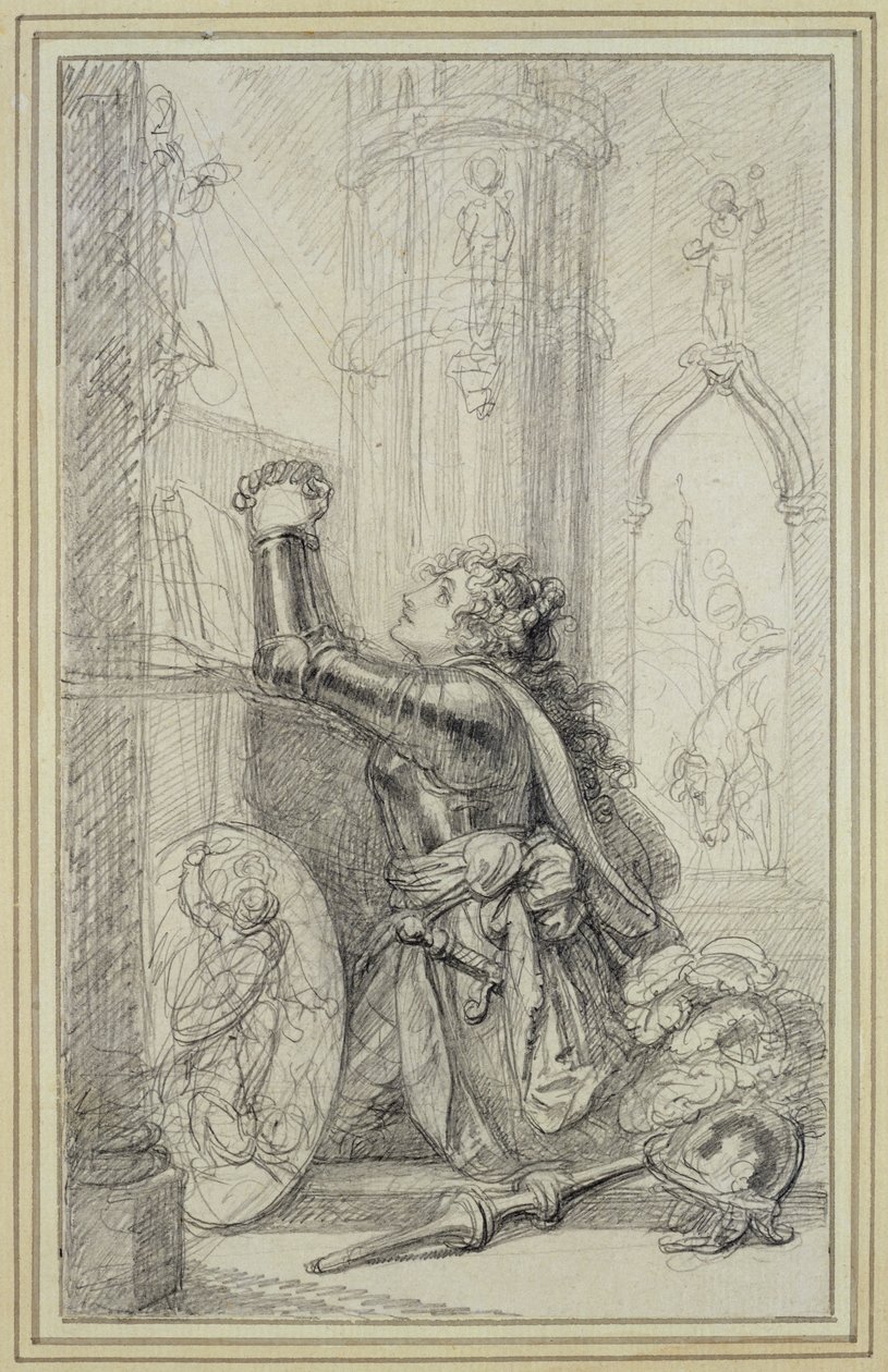 Aziz Joan of Arc Çalışması (kağıt üzerine mürekkep) by Richard Cosway