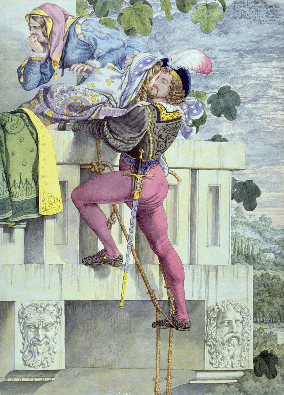 Tutkular İçin Taslak.. Aşk, 1853 (kağıt üzerine kalem, mürekkep, wc ve grafit) by Richard Dadd
