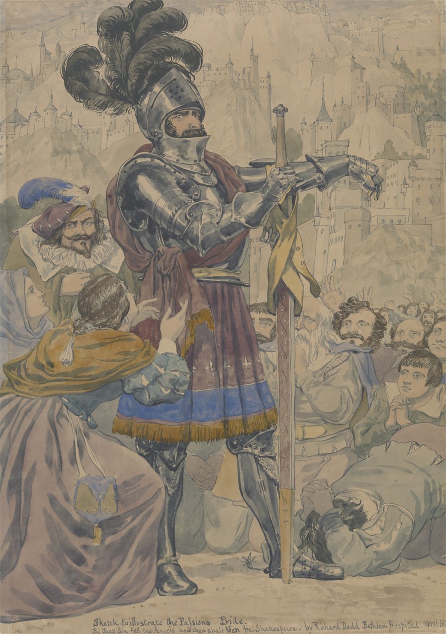 Tutkuları Göstermek için Eskiz: Gurur, c.1853-55 (kağıt üzerinde wc, kalem ve grafit) by Richard Dadd
