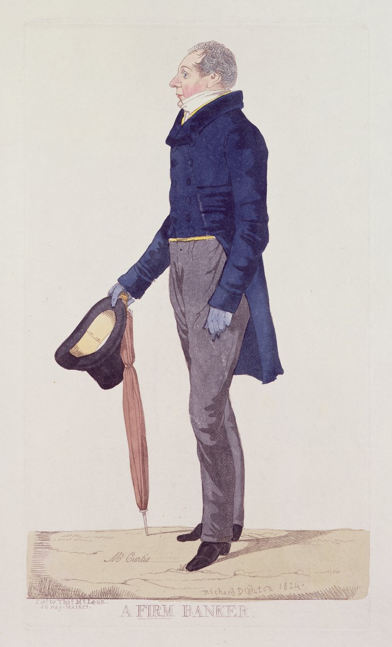 Bir Firma Banker, 1824 (renkli gravür) by Richard Dighton