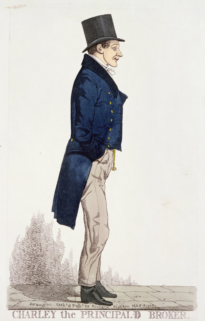 Charlie the Principal Broker, 4 Mayıs 1822 (renkli gravür) by Richard Dighton