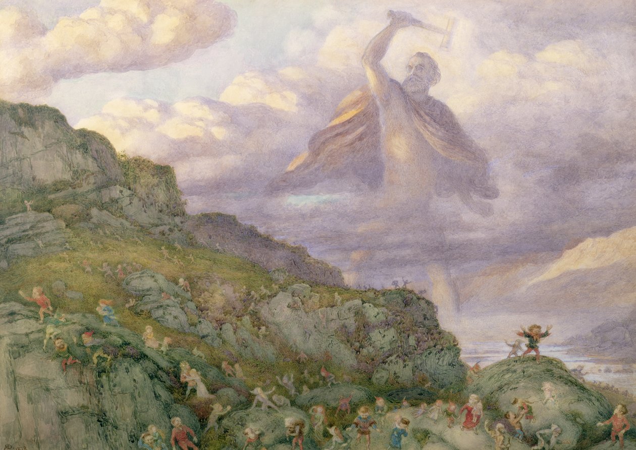 Cüceleri Kovalayan Tanrı Thor, 1878 by Richard Doyle