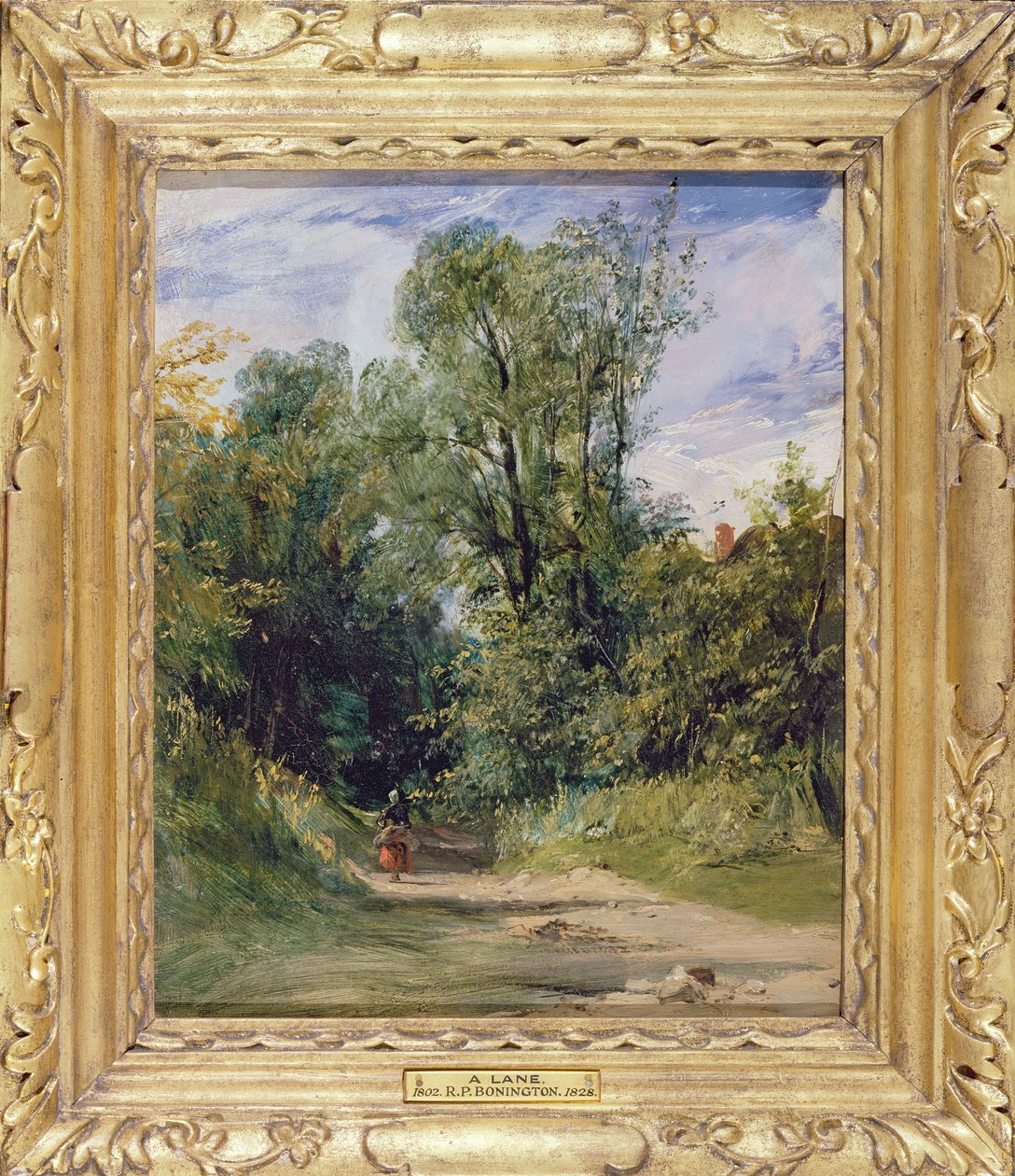 A Wooded Lane, c.1825 (değirmen tahtasında yağ) by Richard Parkes Bonington