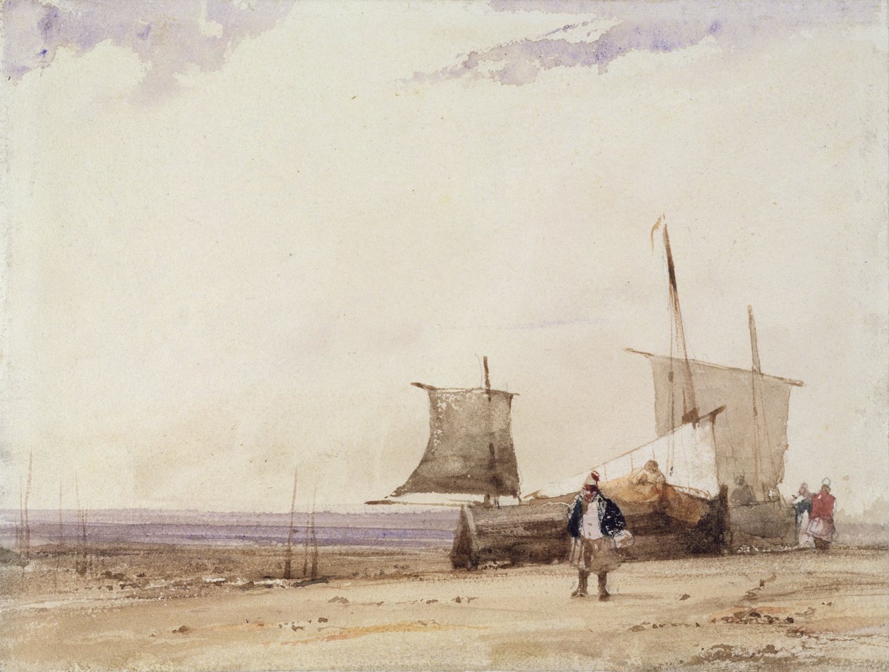 Sahil Manzarası (dokuma kağıt üzerine wc) by Richard Parkes Bonington