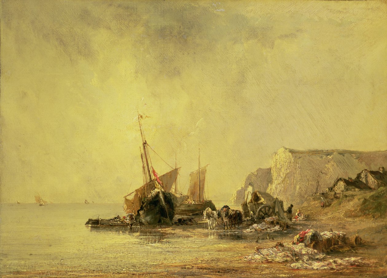 Normandiya Kıyısındaki Tekneler, 1823 dolayları by Richard Parkes Bonington