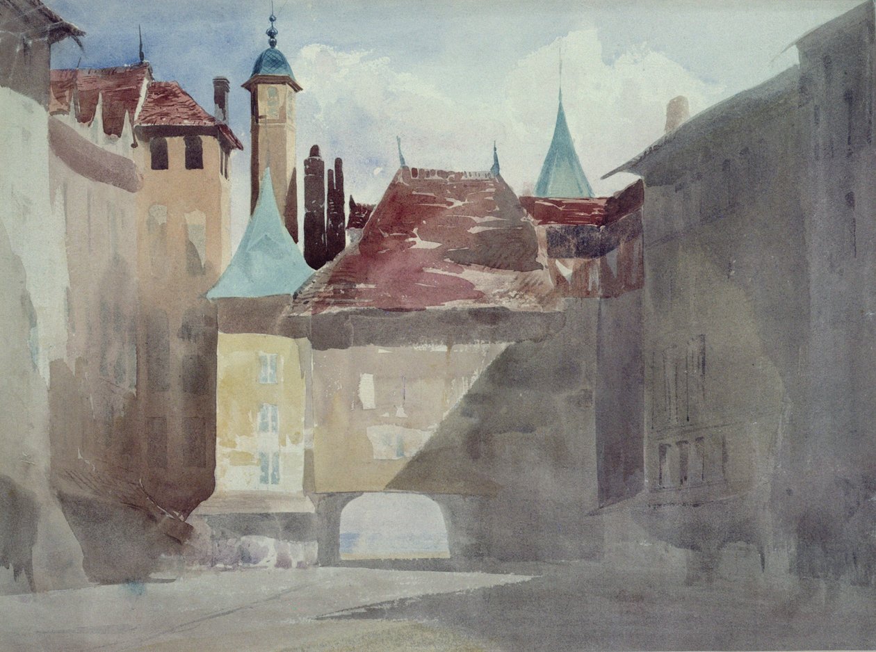 La Place du Molard, Cenevre (4995) by Richard Parkes Bonington