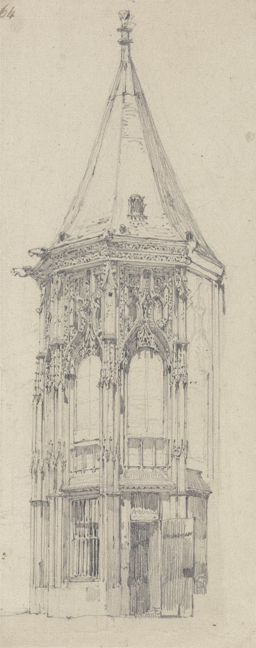 Adalet Sarayı, Rouen (kağıt üzerine grafit) by Richard Parkes Bonington