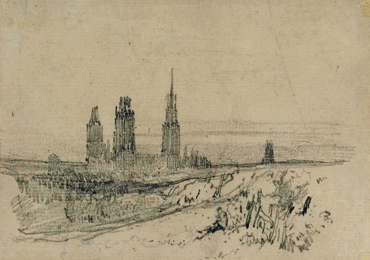 Rouen Katedrali (kalem ve siyah tebeşir) by Richard Parkes Bonington