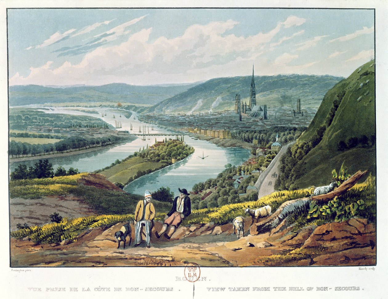ರೂಯೆನ್, ಬಾನ್-ಸೆಕೋರ್ಸ್ ಬೆಟ್ಟದಿಂದ ನೋಟ, c.1835 ಟರ್ಕ್ by Richard Parkes Bonington