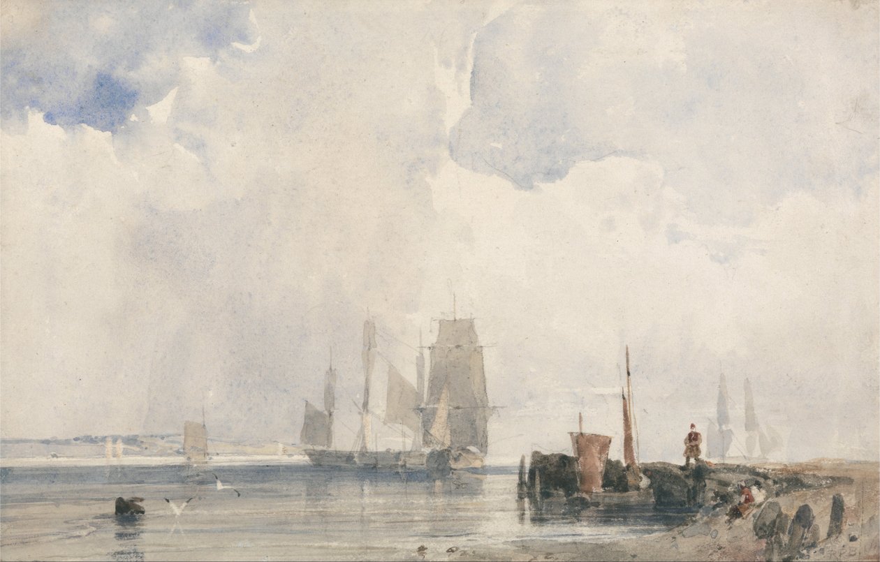 Bir Haliçte Nakliye, Muhtemelen Quillebeuf yakınlarında by Richard Parkes Bonington