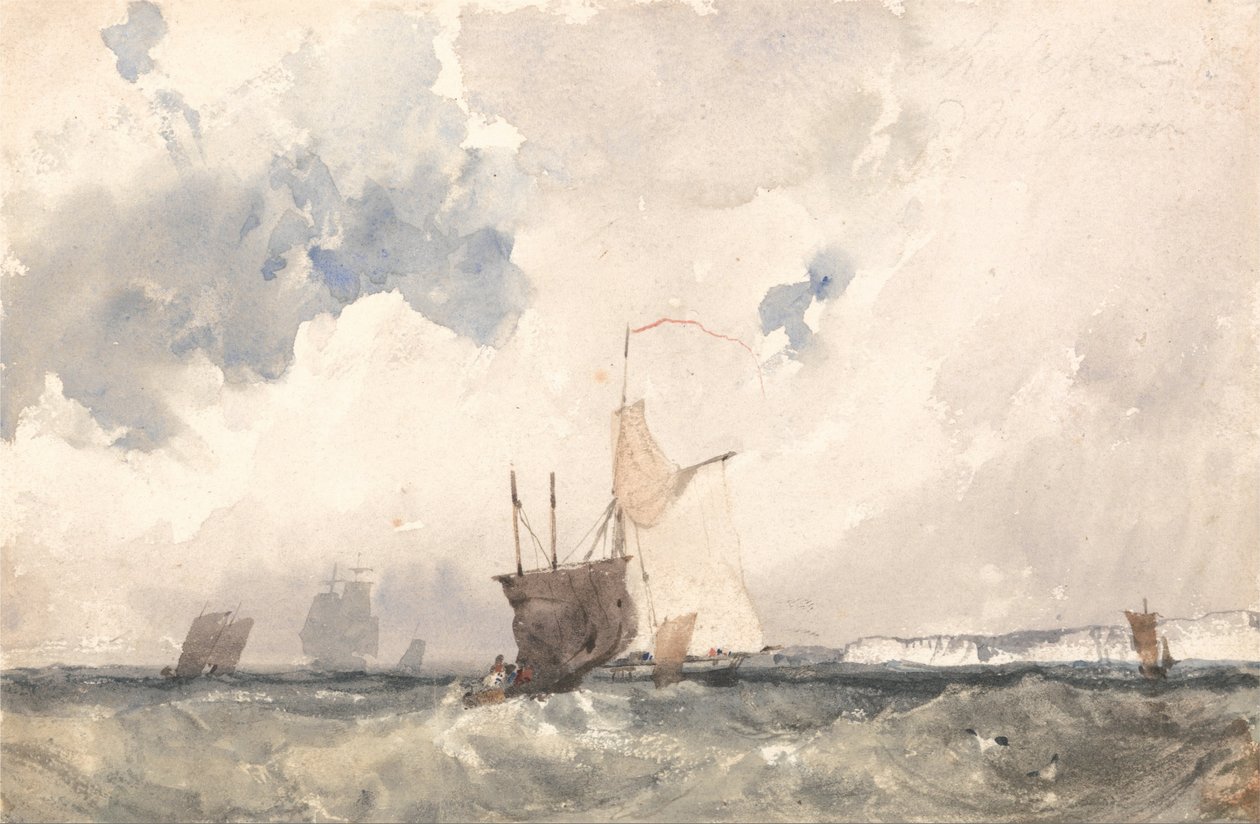 Dalgalı Denizde Gemiler by Richard Parkes Bonington