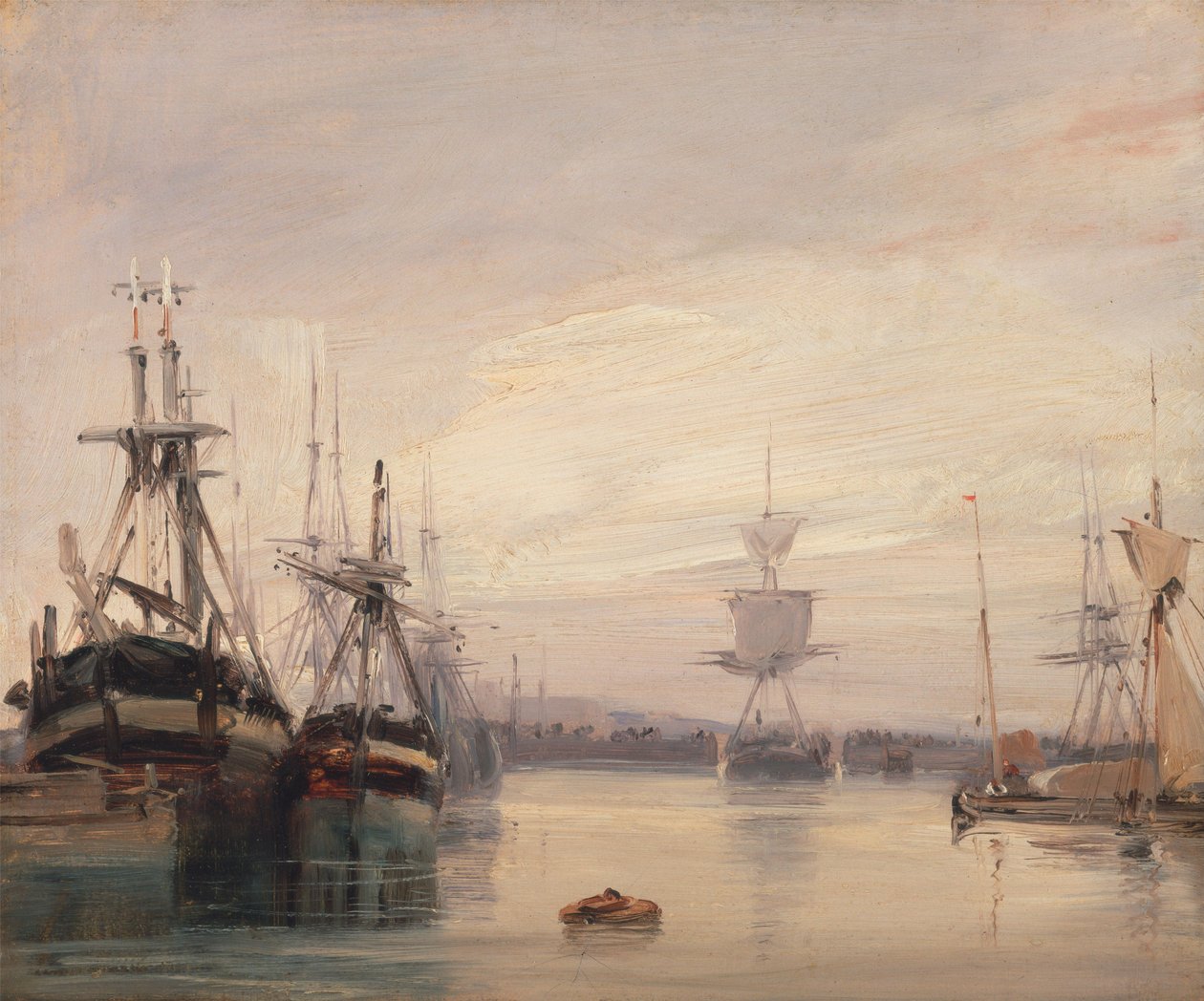 Bir Fransız Liman Sahnesi (değirmen tahtasında yağ) by Richard Parkes circle of Bonington